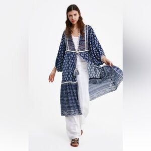 ZARA EMBROIDERED PRINTED KIMONO